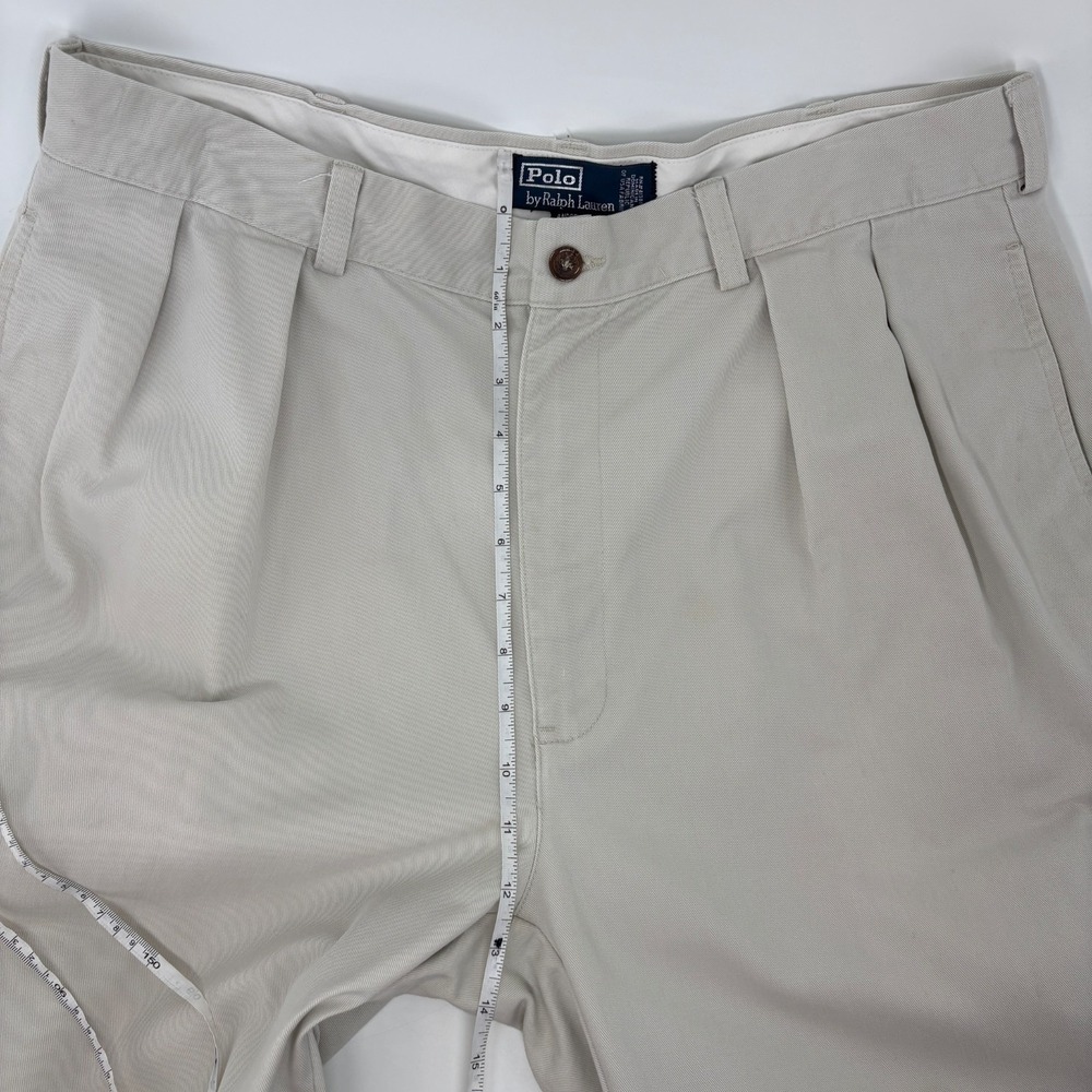 Vintage Polo Ralph Lauren Andrew Pant 36px30 Double Pleated Chino Pants Cream - Picture 11 of 15
